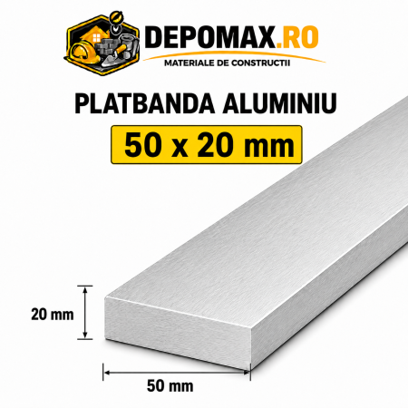 Platbanda aluminiu 50 x 20 mm, 6 metri (EN-AW 6060)